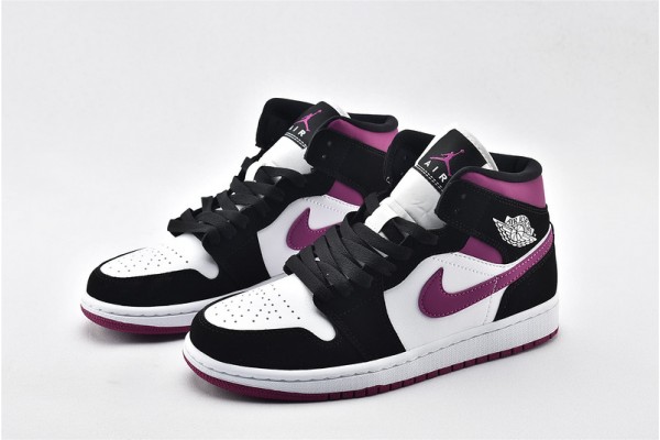 Air Jordan 1 Mid White Black Pink BQ6472 005 Womens And Mens Shoes